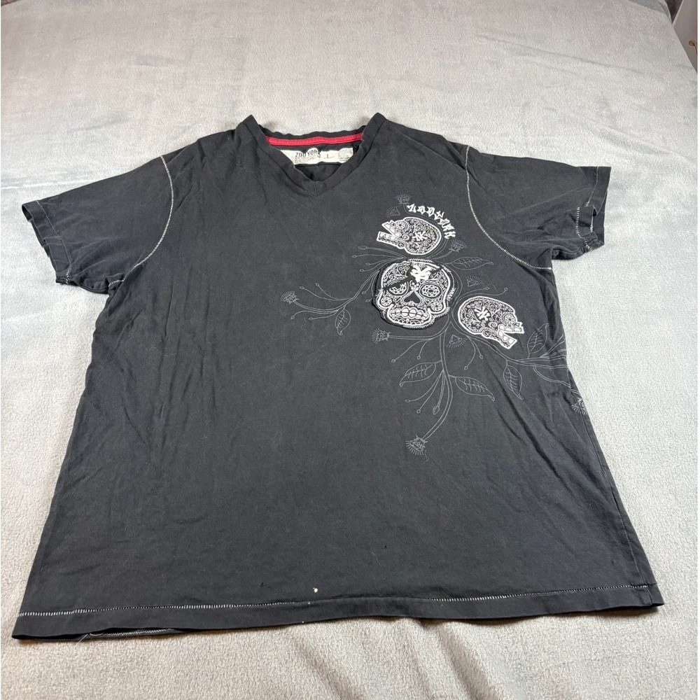 Zoo York Mens Black Sugar Skull Graphic T-Shirt La Familia Streetwear XL